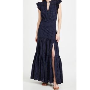 Veronica Beard Satori Lace Trimmed Cotton Maxi Dress